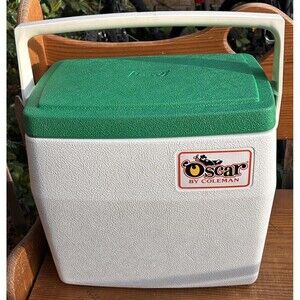 Vintage Oscar by Coleman 16 Qt Cooler 5274 USA 1984 Green Lid Cooler Lunch Box